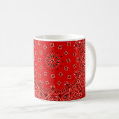 BBQ Red Paisley Western Bandanna Scarf Print Coffee Mug (Front Right)