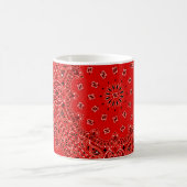 BBQ Red Paisley Western Bandanna Scarf Print Coffee Mug (Center)