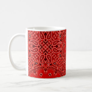 BBQ Red Paisley Western Bandanna Scarf Print Coffee Mug