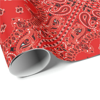 BBQ Red Paisley Western Bandanna Scarf Print Wrapping Paper