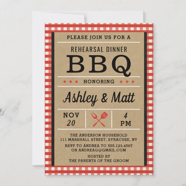 BBQ Rehearsal Dinner Invitation (Front)