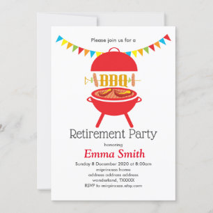 bbq retirement party, barbecue, bbq grill invitation