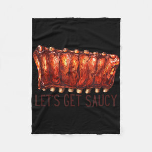 Bbq ribs let's get saucy pit master cookoff fleece blanket