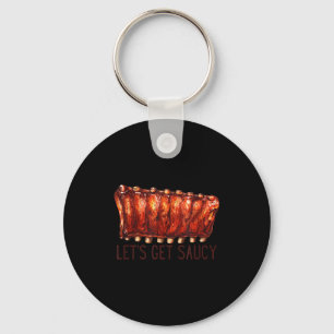 Bbq ribs let's get saucy pit master cookoff key ring