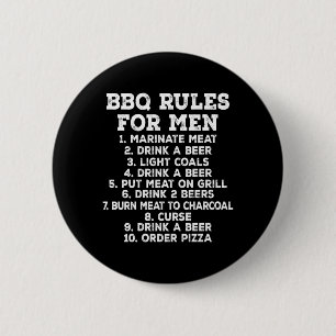 Bbq Rules For Men Funny Grilling Beer 6 Cm Round Badge