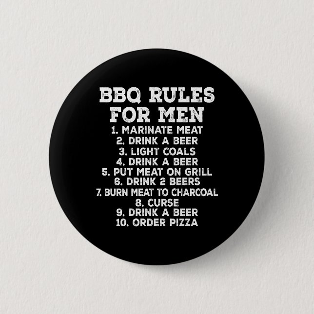 Bbq Rules For Men Funny Grilling Beer 6 Cm Round Badge (Front)