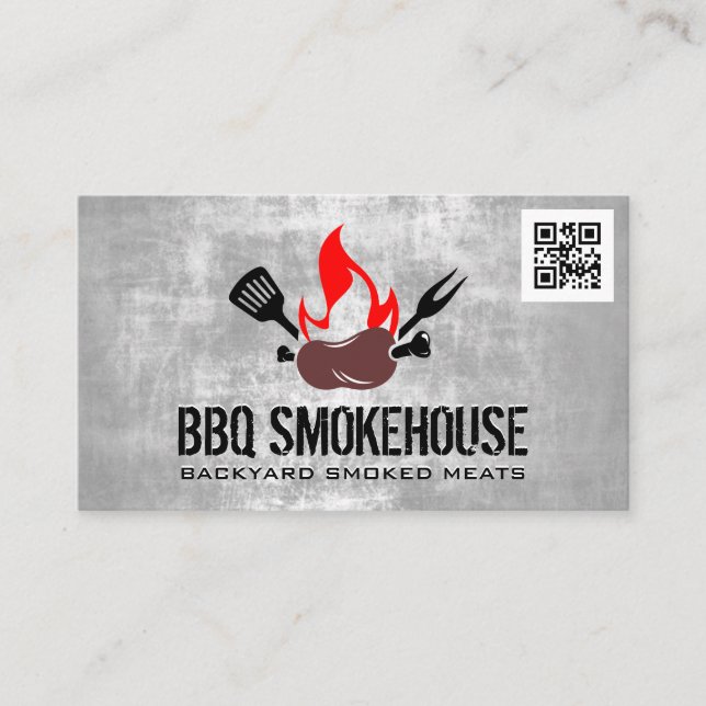 BBQ Sausage Fire | qr code Business Card (Front)