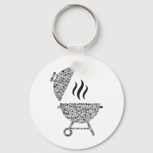 Bbq Shape Collage Silhouette Grill Cook Shirt Byrb Key Ring