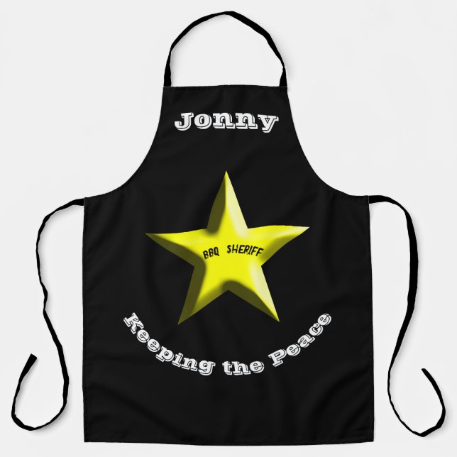BBQ Sheriff Personalised Sheriff's Badge Apron (Front)