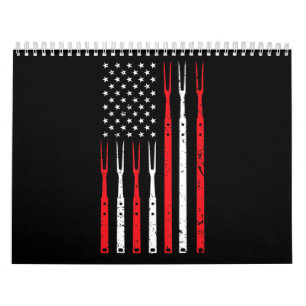 BBQ Shirt For Men Dad Gift Patriotic USA Flag Calendar