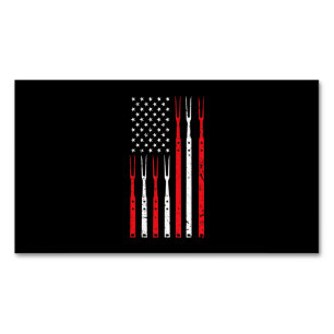 BBQ   Shirt For Men Dad Gift Patriotic USA Flag Magnetic Business Card