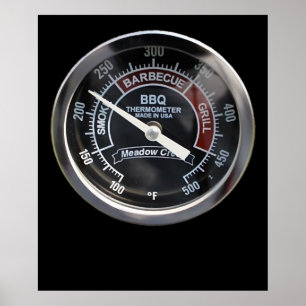 BBQ Smoker 225 Degree Temperature Gauge Perfect Poster