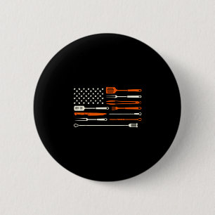 Bbq smoker barbecue chef grilling tools usa flag 6 cm round badge