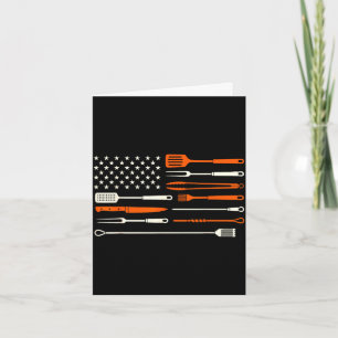 Bbq smoker barbecue chef grilling tools usa flag card