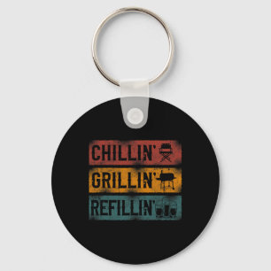Bbq Smoker Chillin' Grillin' Refillin' Key Ring