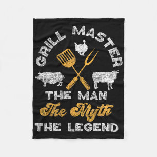 Bbq Smoker Grill Master The Man The Myth The Legen Fleece Blanket