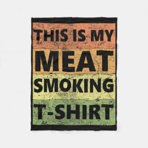 Bbq Smoker Themed Retro - Vintage My Meat Smoking Fleece Blanket