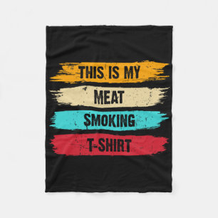 Bbq Smoker Themed Retro - Vintage My Meat Smoking Fleece Blanket