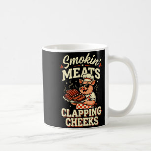 Bbq smokin meats and clapping cheeks funny pig men coffee mug