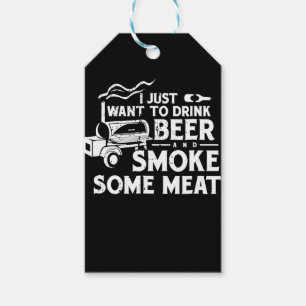 BBQ Smoking Pitmaster Gift Drink Beer Smoke Meat Gift Tags