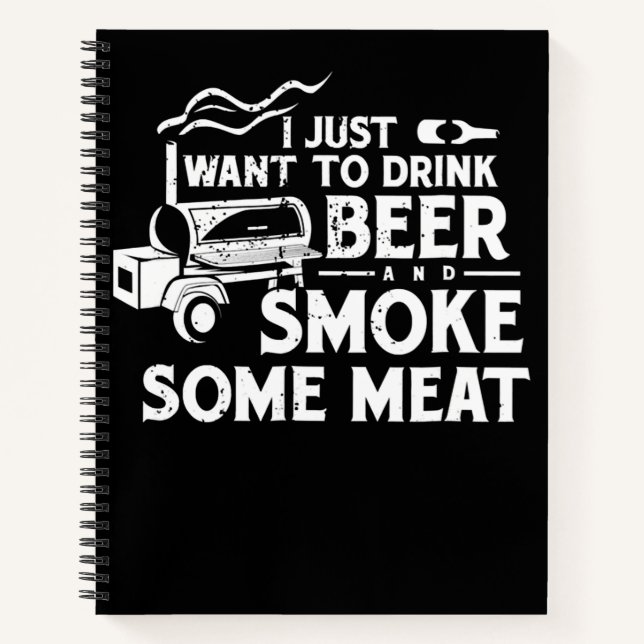 BBQ Smoking Pitmaster Gift Drink Beer Smoke Meat Notebook (Front)