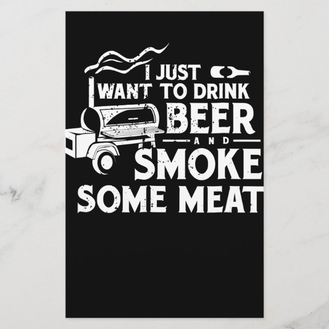 BBQ Smoking Pitmaster Gift Drink Beer Smoke Meat Stationery (Front)