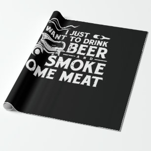 BBQ Smoking Pitmaster Gift Drink Beer Smoke Meat Wrapping Paper