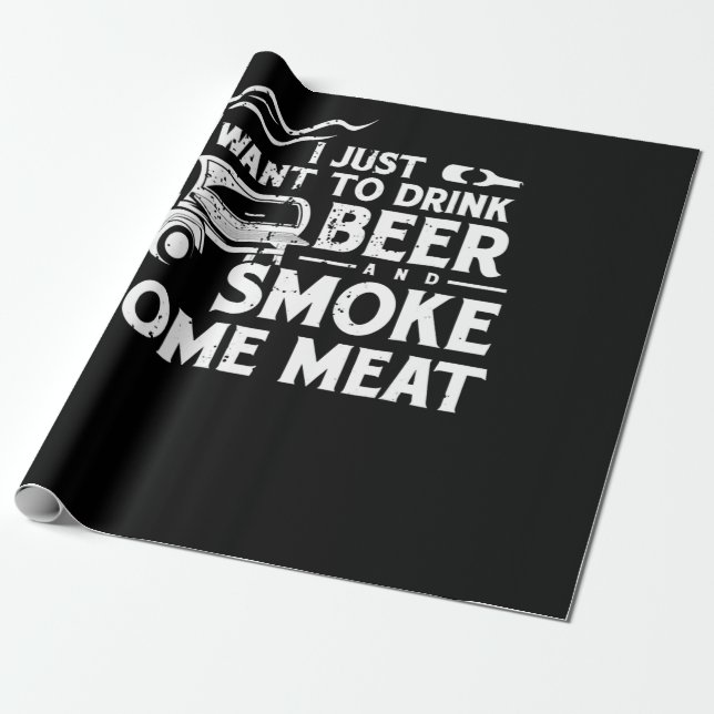 BBQ Smoking Pitmaster Gift Drink Beer Smoke Meat Wrapping Paper (Unrolled)