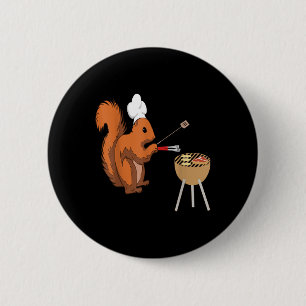 Bbq Squirrel Grilling Cooking Grillmaster Sausage  6 Cm Round Badge