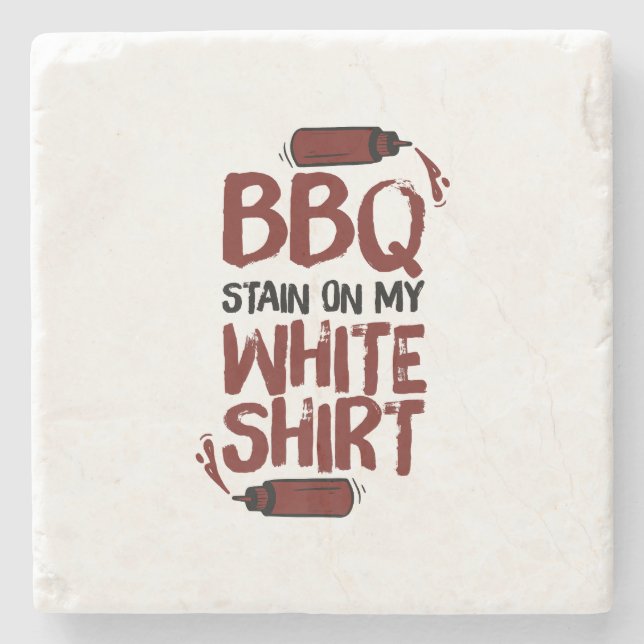 BBQ Stain on my White Premium  Stone Coaster (Front)