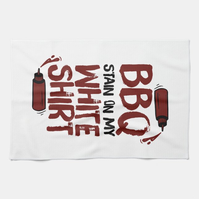 BBQ Stain on my White Premium  Tea Towel (Horizontal)
