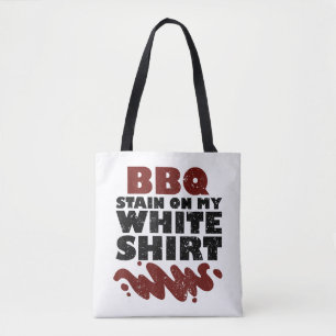BBQ Stain on my White  Tote Bag