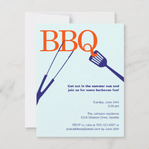 BBQ summer barbecue cool tool blue cookout custom Invitation