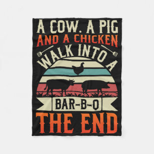 Bbq Summer Grillin Cow Pig Chicken For Men Graphic Fleece Blanket