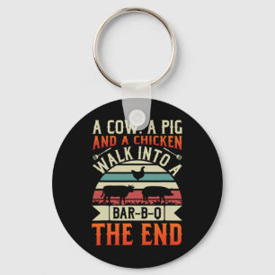 Bbq Summer Grillin Cow Pig Chicken For Men Graphic Key Ring