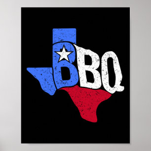 Bbq Texas State Flag And Byrbecue Map  Poster