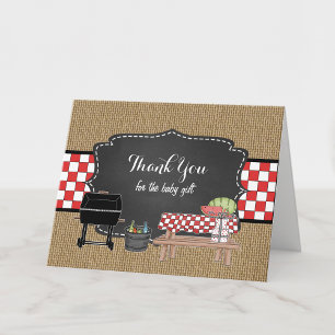 BBQ thank you note, baby q baby shower Card