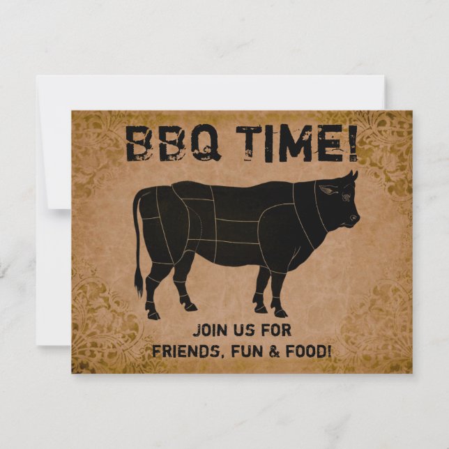 BBQ Time! (distressed vintage) Invitation (Front)