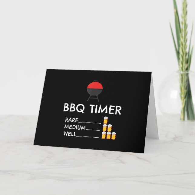 BBQ Timer Barbecue Funny Grill Grilling Gift Holiday Card (Front)