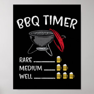 Bbq Timer Beer Funny Byrbecue Grill Grilling Drink Poster