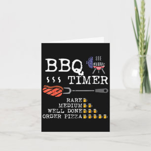 Bbq timer flag funny barbecue grill 4th july dad card