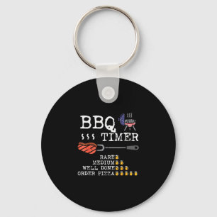 Bbq timer flag funny barbecue grill 4th july dad key ring