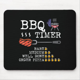 Bbq timer flag funny barbecue grill 4th july dad mouse pad