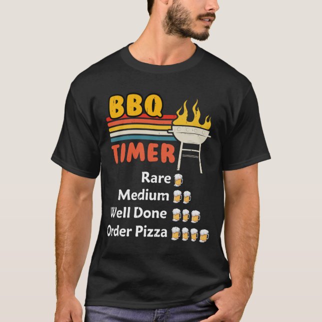 Bbq Timer Flag Funny Barbecue Grill 4th July Dad  T-Shirt (Front)
