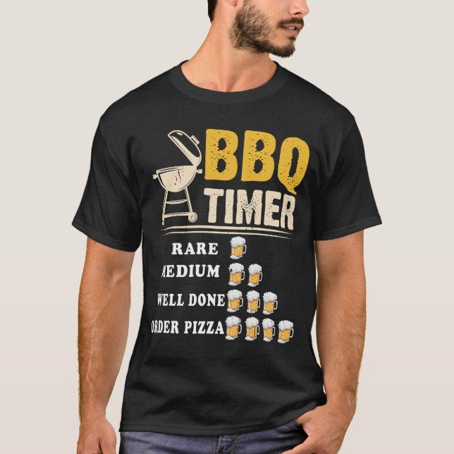 Bbq Timer Flag Funny Barbecue Grill 4th July Dad  T-Shirt (Front)