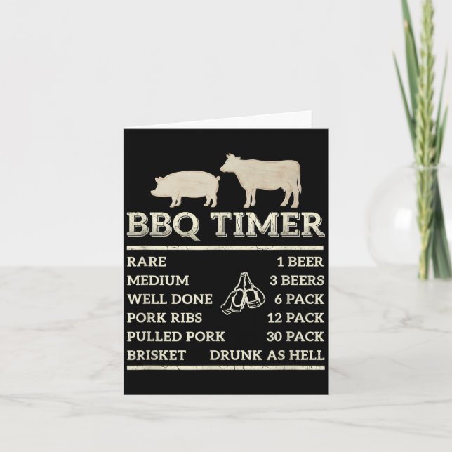 Bbq Timer For Dad Fathers Day Birthday Party Fun Card (Front)