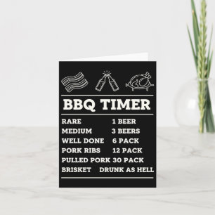Bbq Timer Funny Barbecue Cooking Chart Rare Medium Card