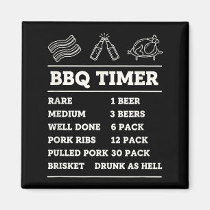 Bbq Timer Funny Barbecue Cooking Chart Rare Medium Magnet