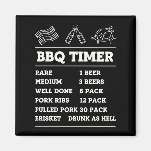 Bbq Timer Funny Barbecue Cooking Chart Rare Medium Magnet