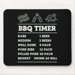 Bbq Timer Funny Barbecue Cooking Chart Rare Medium Mouse Pad